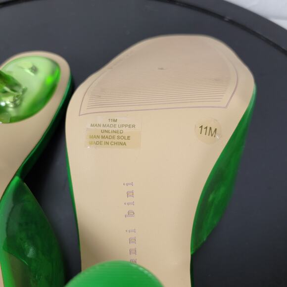 Gianni Bini Oziee Women Sandals Size 11 Green Clear Vinyl Sculptural Heel NEW - Picture 8 of 13